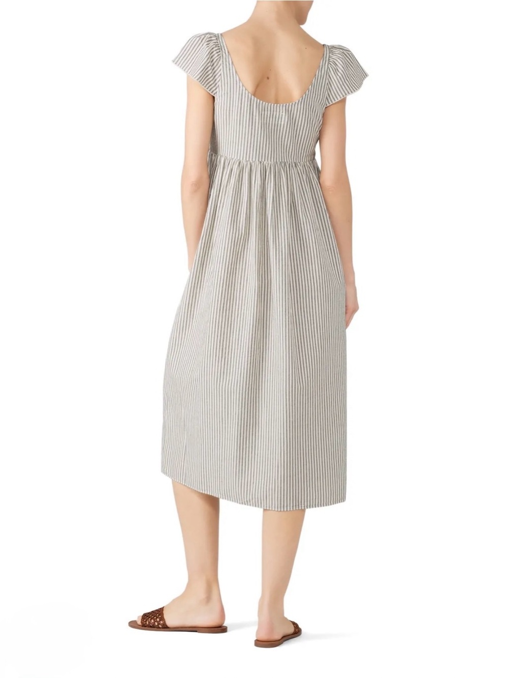 The Great Flutter Cami Dress Gray Stripe Cotton Midi Button Front Pocket 1 Small - Picture 2 of 16